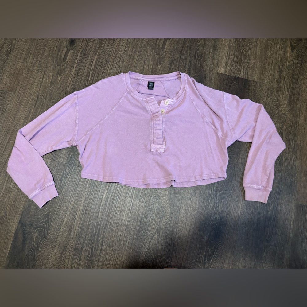 Urban Outfitters Cropped Henley Long Sleeve